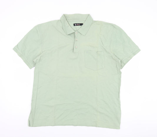 Melka Men's Green Polo, Size L, Casual Short Sleeve