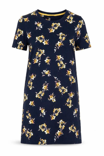 Joules Women's Blue Floral T-Shirt Dress Size 12