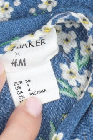 Womens UK Size 8 H&M Blue Basic Blouse