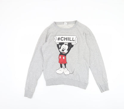 Front view of Disney Teens Grey Graphic Pullover Sweatshirt, size 6