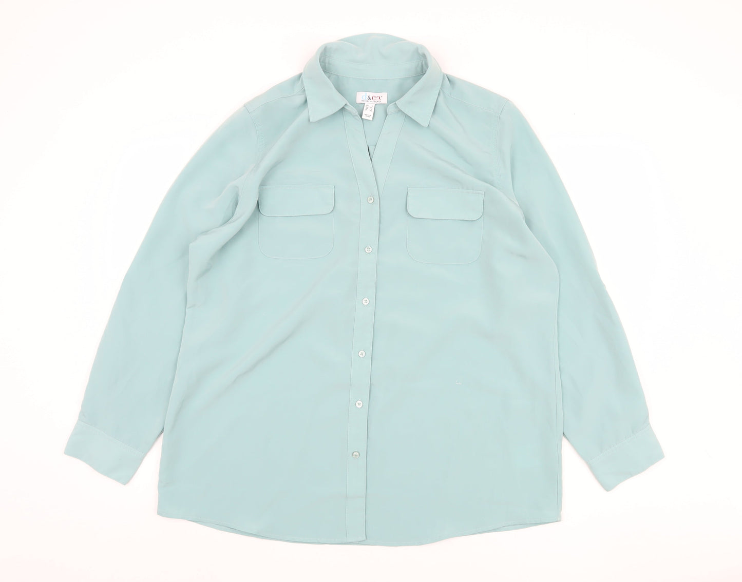 d&co Denim Women Blue XL Collared Button-Up Shirt