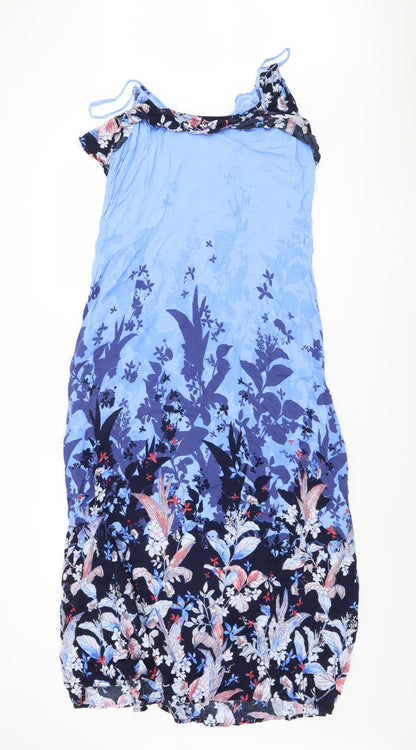 Marks and Spencer Women's Blue Floral Dress, Size 18