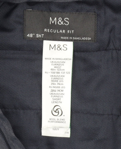 Marks and Spencer Men's Blue Dress Pants, Size 48, Business