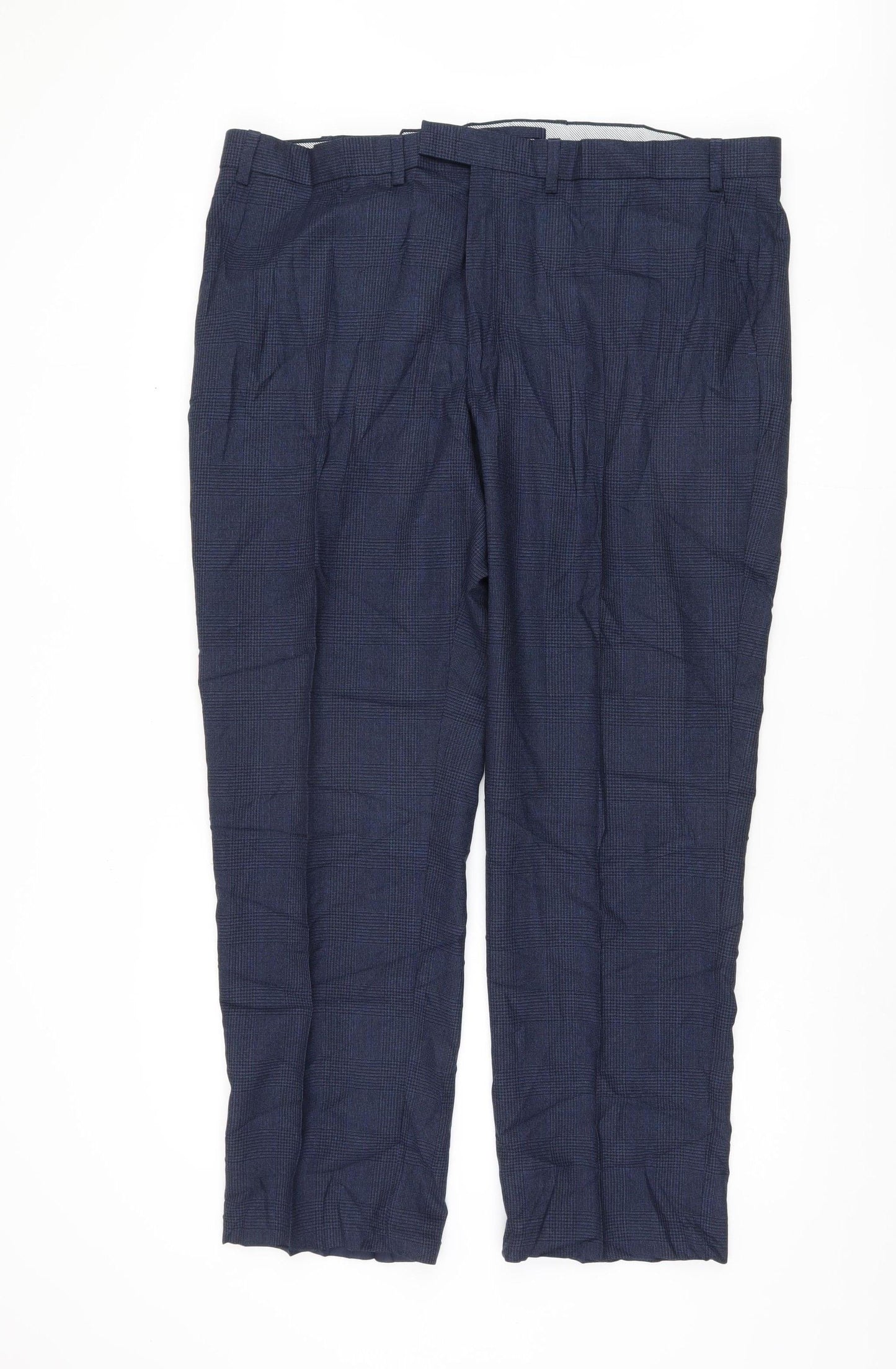 Unisex Adultss UK Size 42 Marks and Spencer Regular Fit Dress Pants Blue Trouser