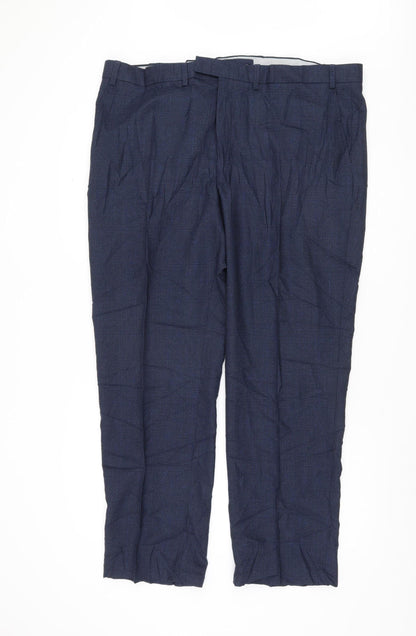 Unisex Adultss UK Size 42 Marks and Spencer Regular Fit Dress Pants Blue Trouser