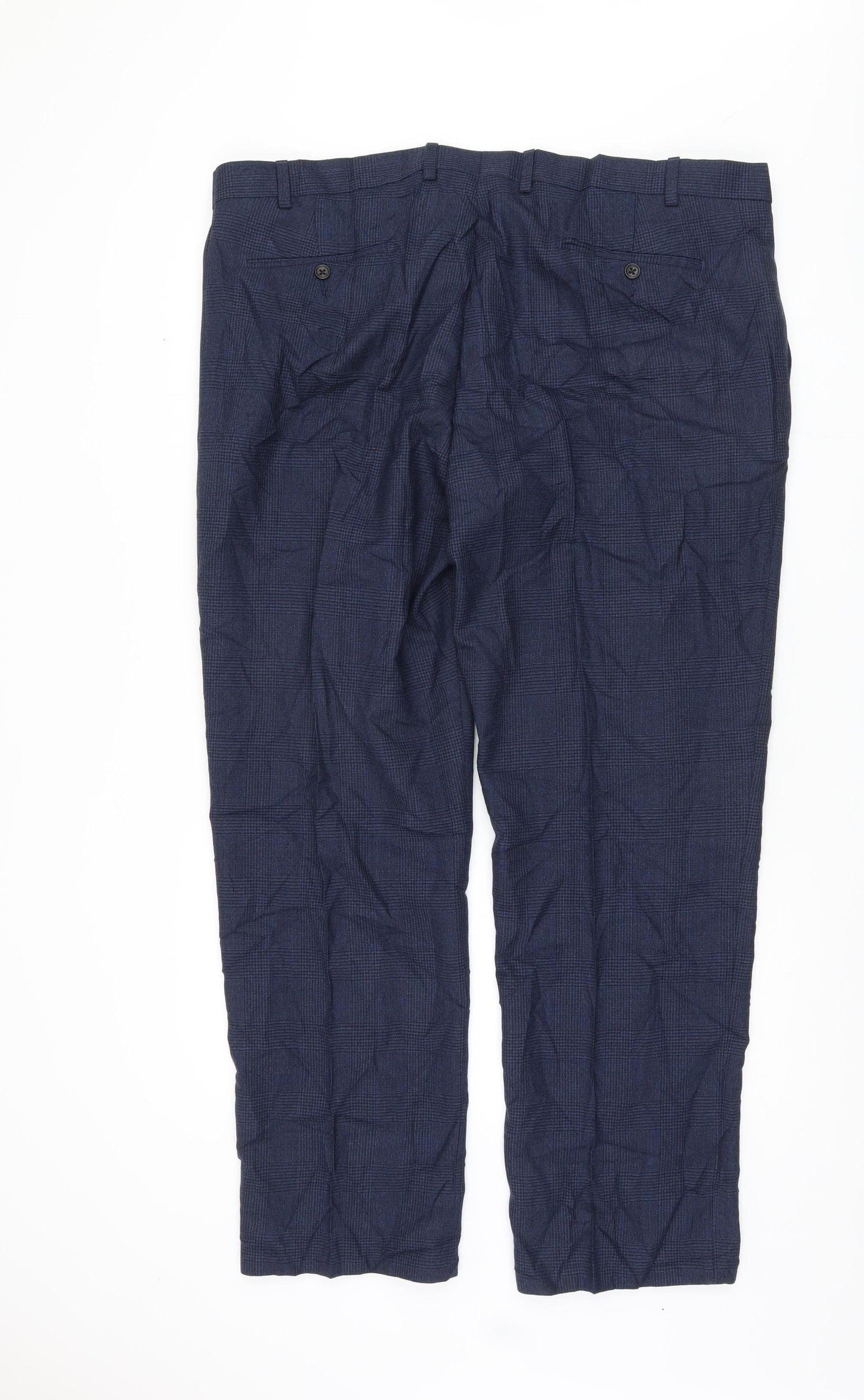 Unisex Adultss UK Size 42 Marks and Spencer Regular Fit Dress Pants Blue Trouser