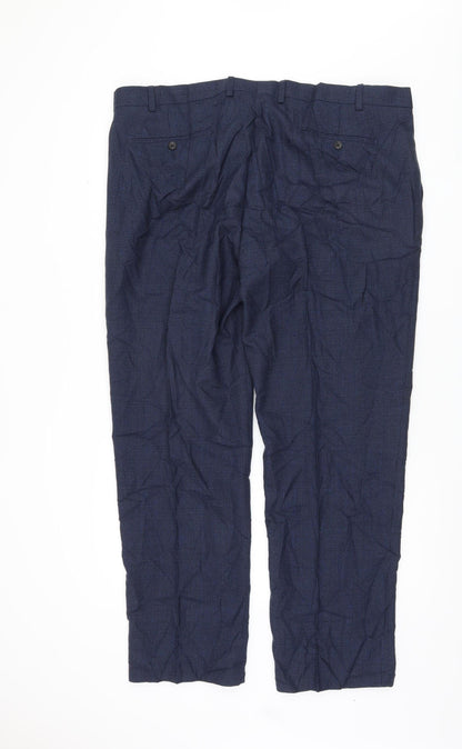 Unisex Adultss UK Size 42 Marks and Spencer Regular Fit Dress Pants Blue Trouser