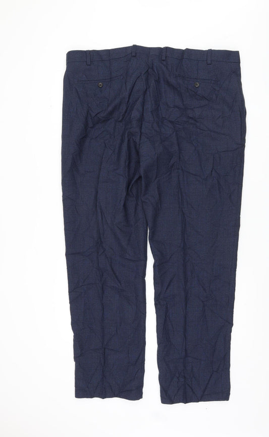 Unisex Adultss UK Size 42 Marks and Spencer Regular Fit Dress Pants Blue Trouser