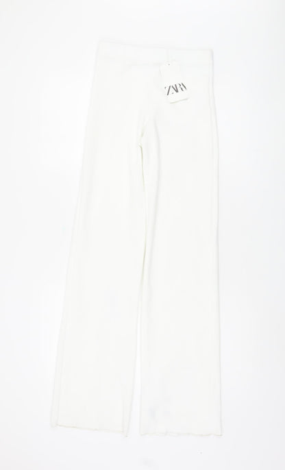 Womens UK Size S Zara Regular Fit Casual White Trousers