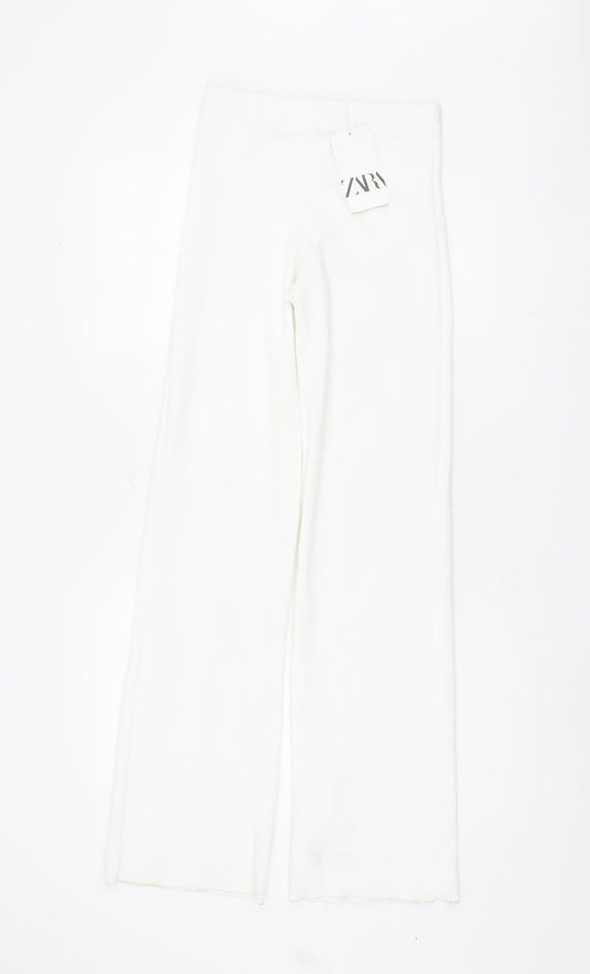 Womens UK Size S Zara Regular Fit Casual White Trousers