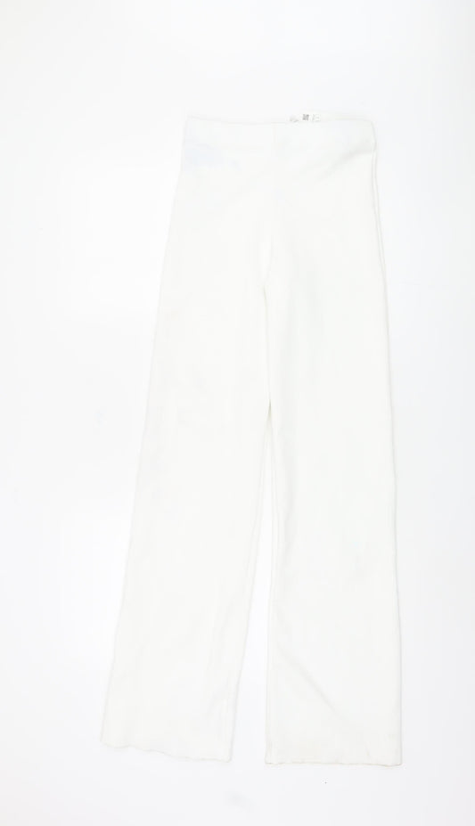 Womens UK Size S Zara Regular Fit Casual White Trousers