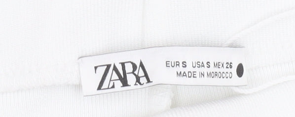 Womens UK Size S Zara Regular Fit Casual White Trousers