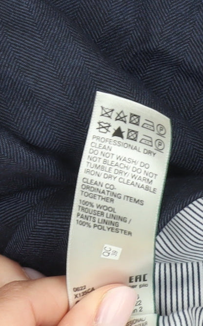 Marks and Spencer Men's Blue Regular Fit Wool Trousers