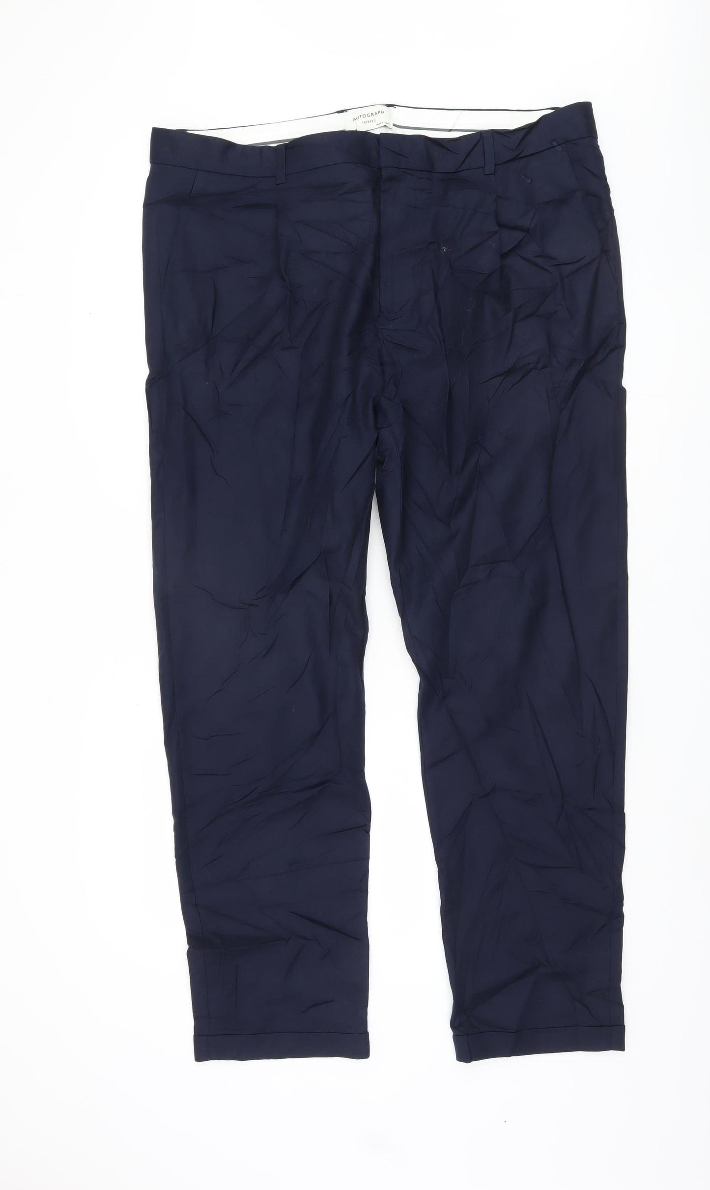 Marks and Spencer Men's Blue Tapered Trousers, Size 40