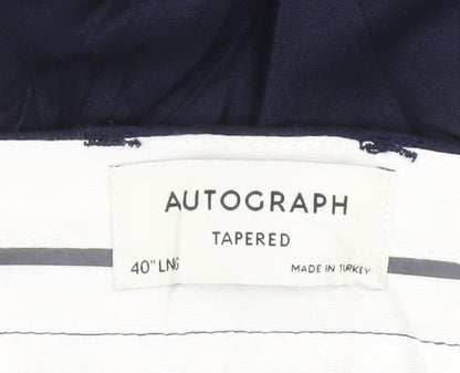 Marks and Spencer Men's Blue Tapered Trousers, Size 40