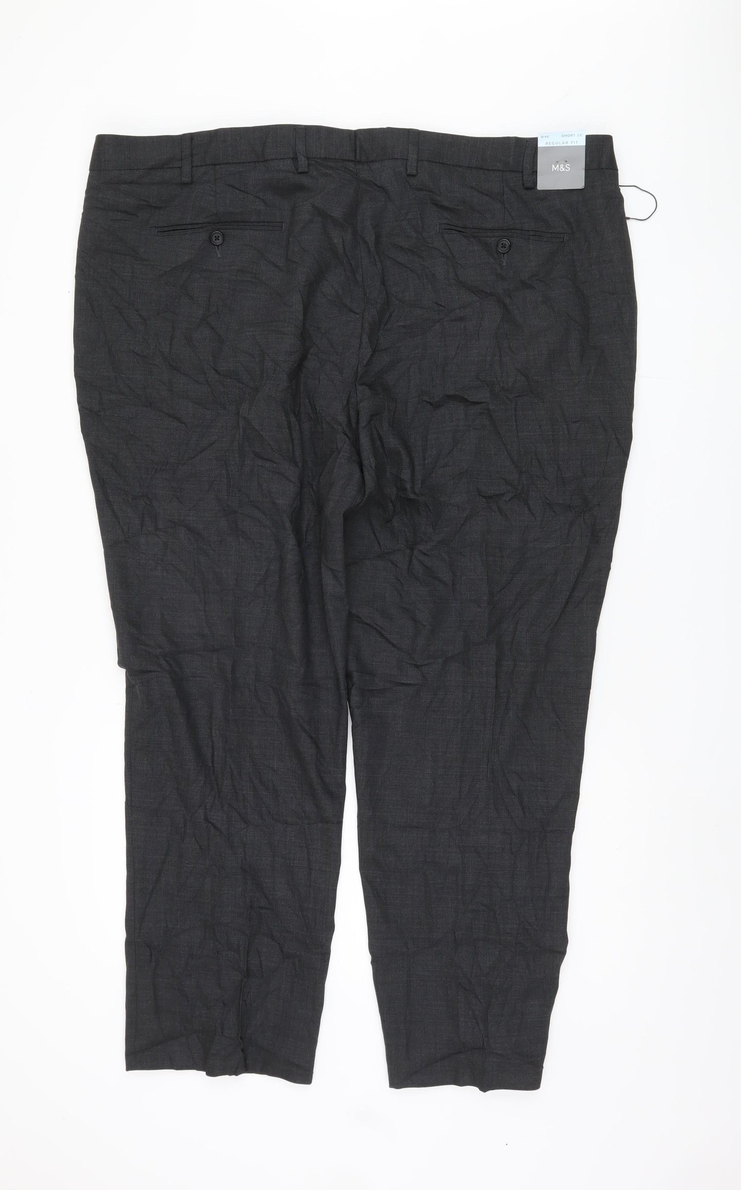 Marks and Spencer Men's Grey Trousers, Size 46, Regular Fit