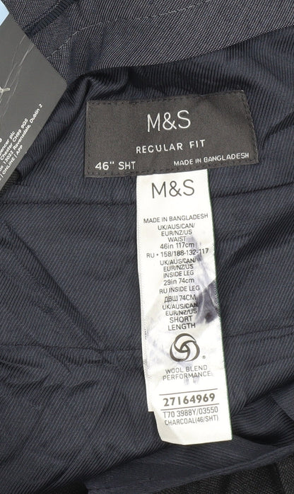 Marks and Spencer Men's Grey Trousers, Size 46, Regular Fit