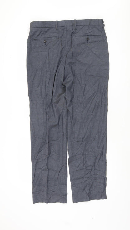 Marks and Spencer Men's Blue Regular Fit Trousers