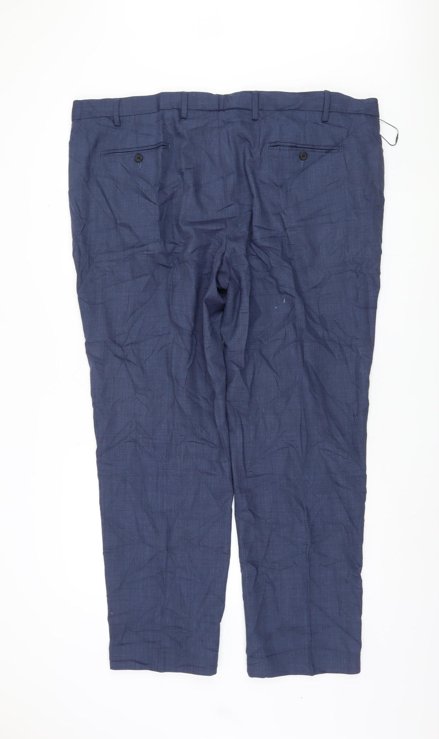Marks and Spencer Men's Blue Regular Fit Trousers, Size 46