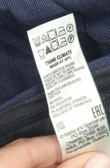 Marks and Spencer Men's Blue Regular Fit Trousers, Size 46