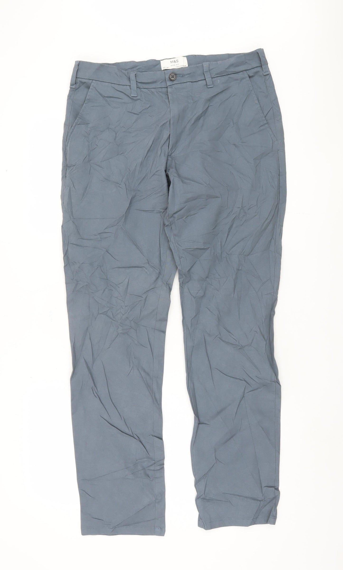 Marks and Spencer Men’s Blue Slim Chino Trousers