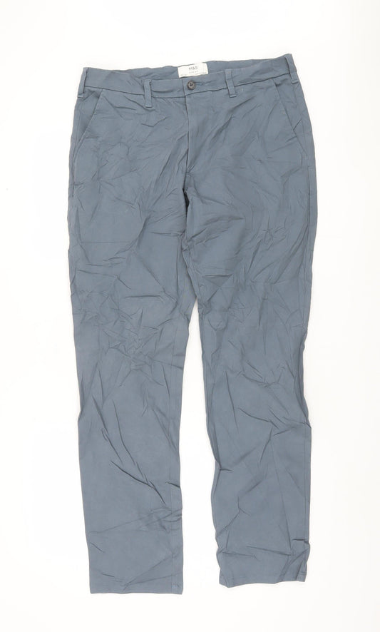 Marks and Spencer Men’s Blue Slim Chino Trousers