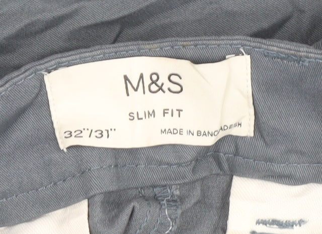 Marks and Spencer Men’s Blue Slim Chino Trousers