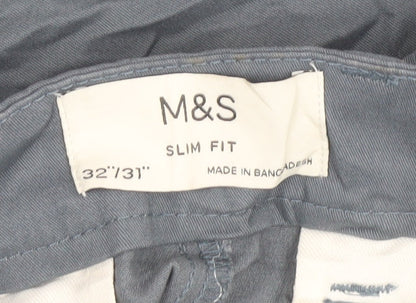 Marks and Spencer Men’s Blue Slim Chino Trousers