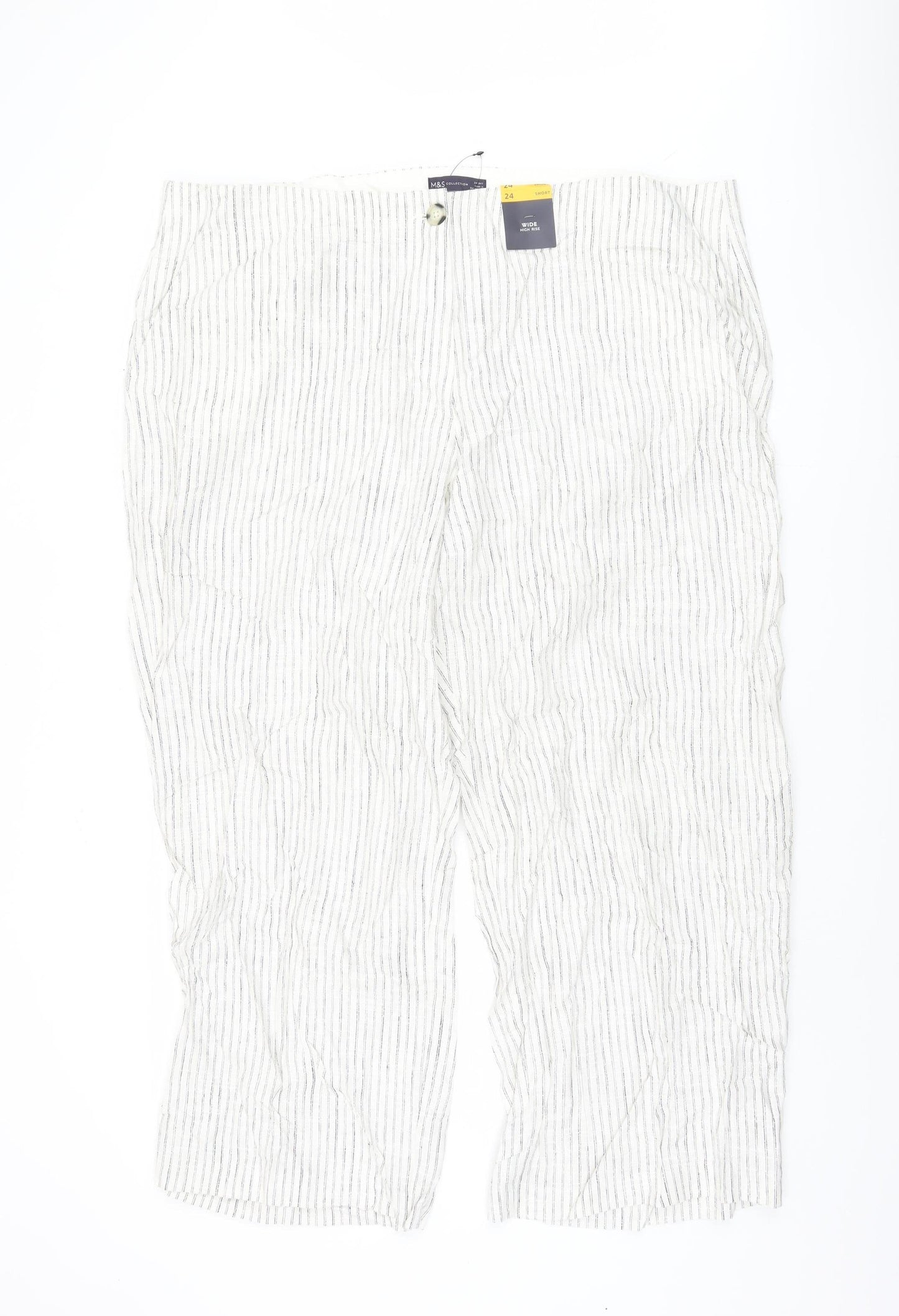 Womens UK Size 24 Marks and Spencer Relaxed Fit  White Trousers