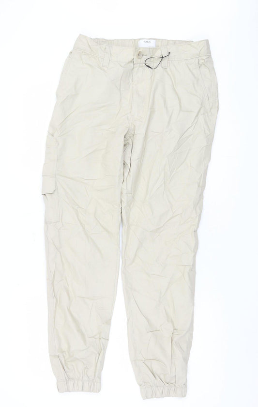 Marks and Spencer Men's Beige Cargo Trousers, Size S