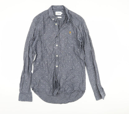 Farah Men's Grey Slim Fit Long Sleeve Button-Up Shirt