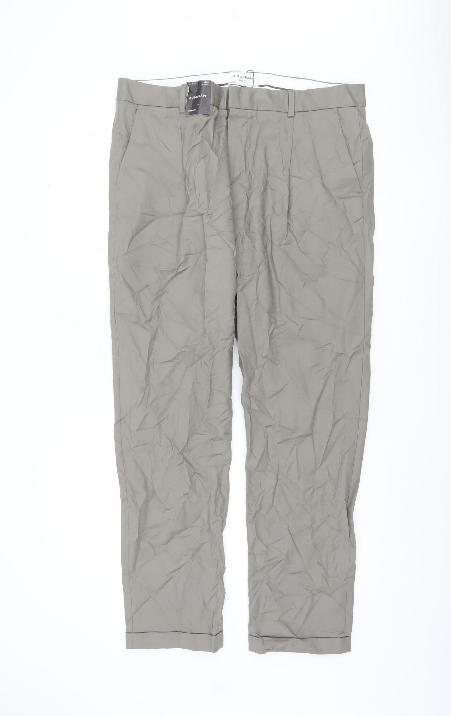 Marks and Spencer Men's Grey Tapered Trousers 38L