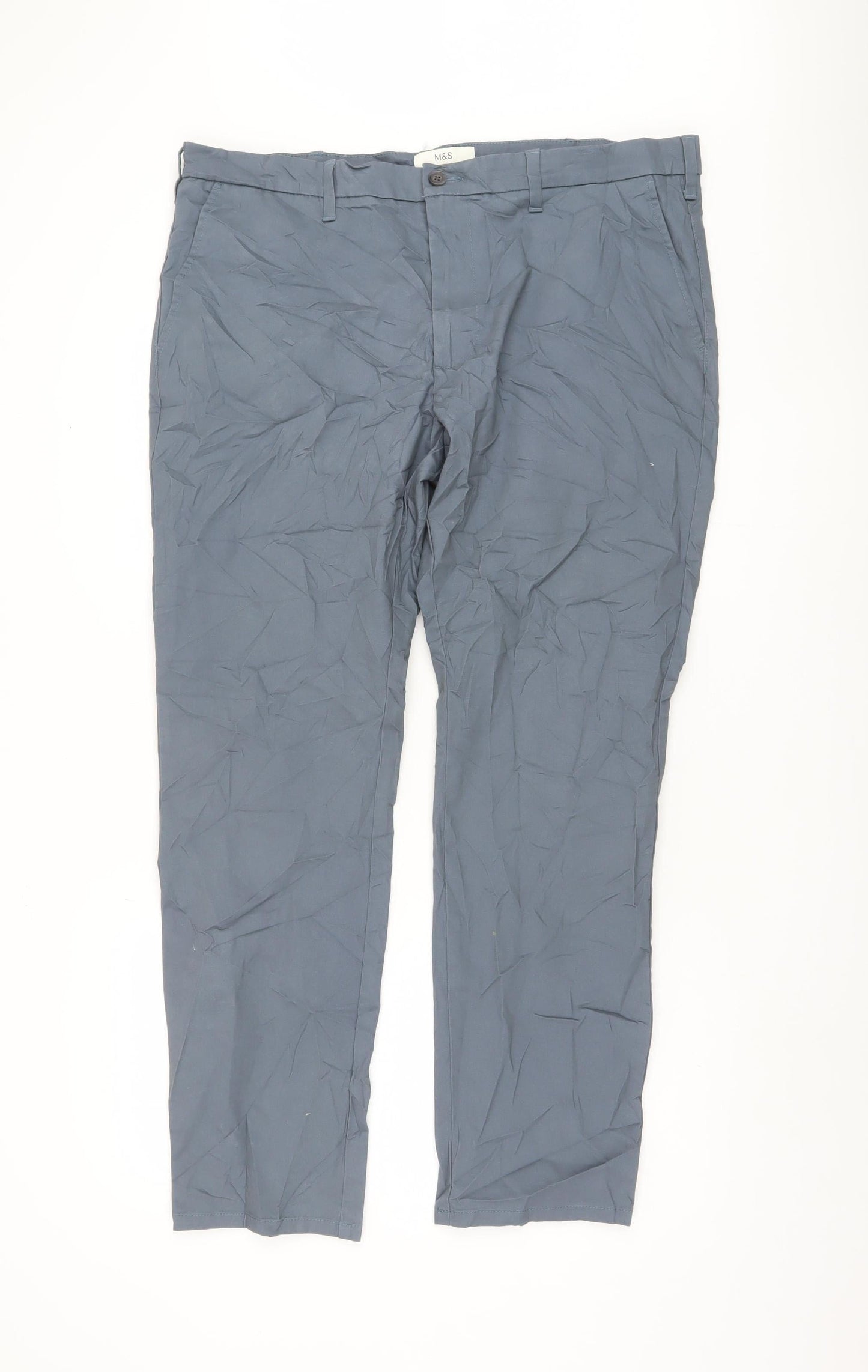 Marks and Spencer Men's Blue Chino Trousers