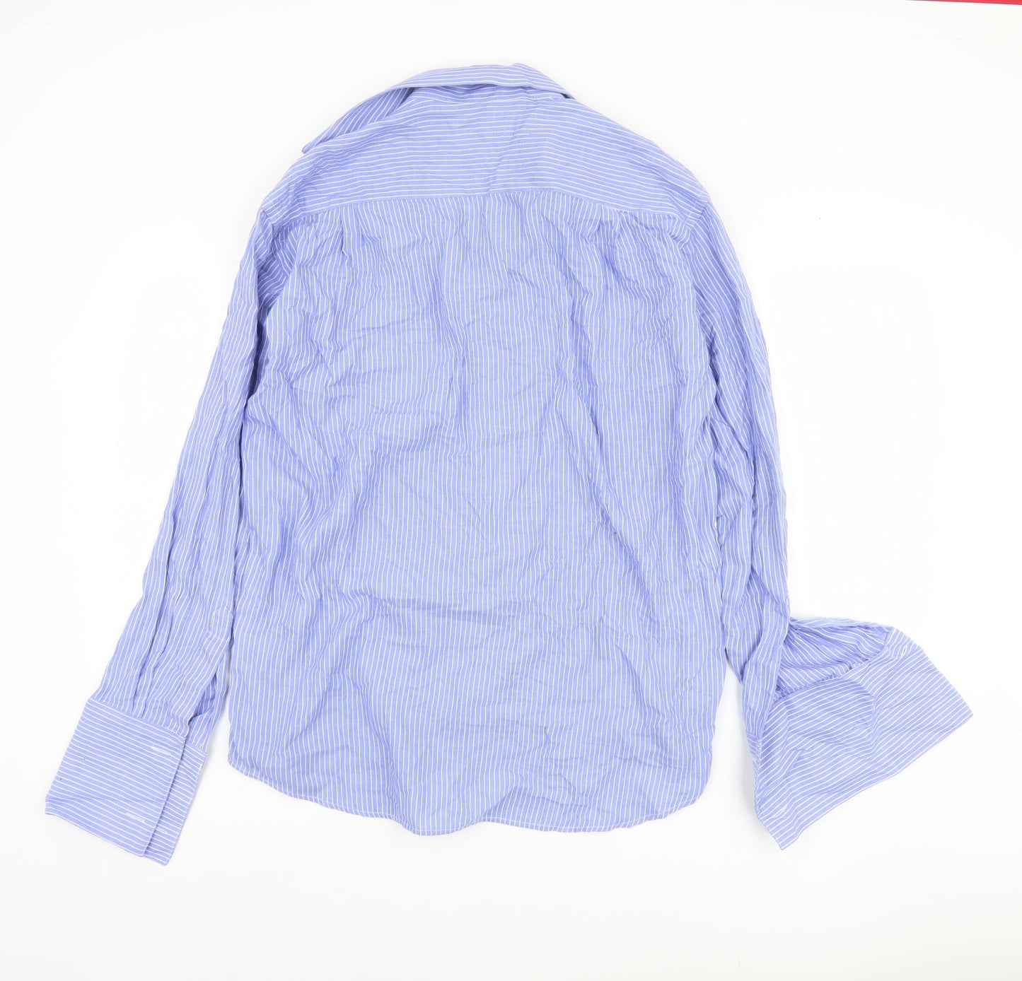 Daniel Hechter Men's Blue Striped Button-Up Shirt L