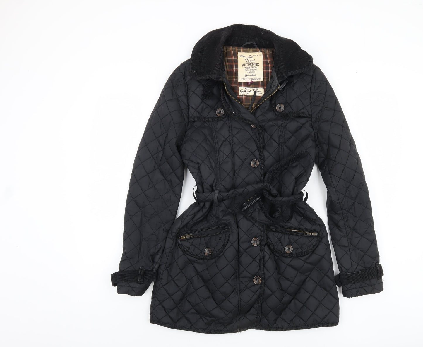 Womens UK Size 10 NEXT Black Quilted Coat