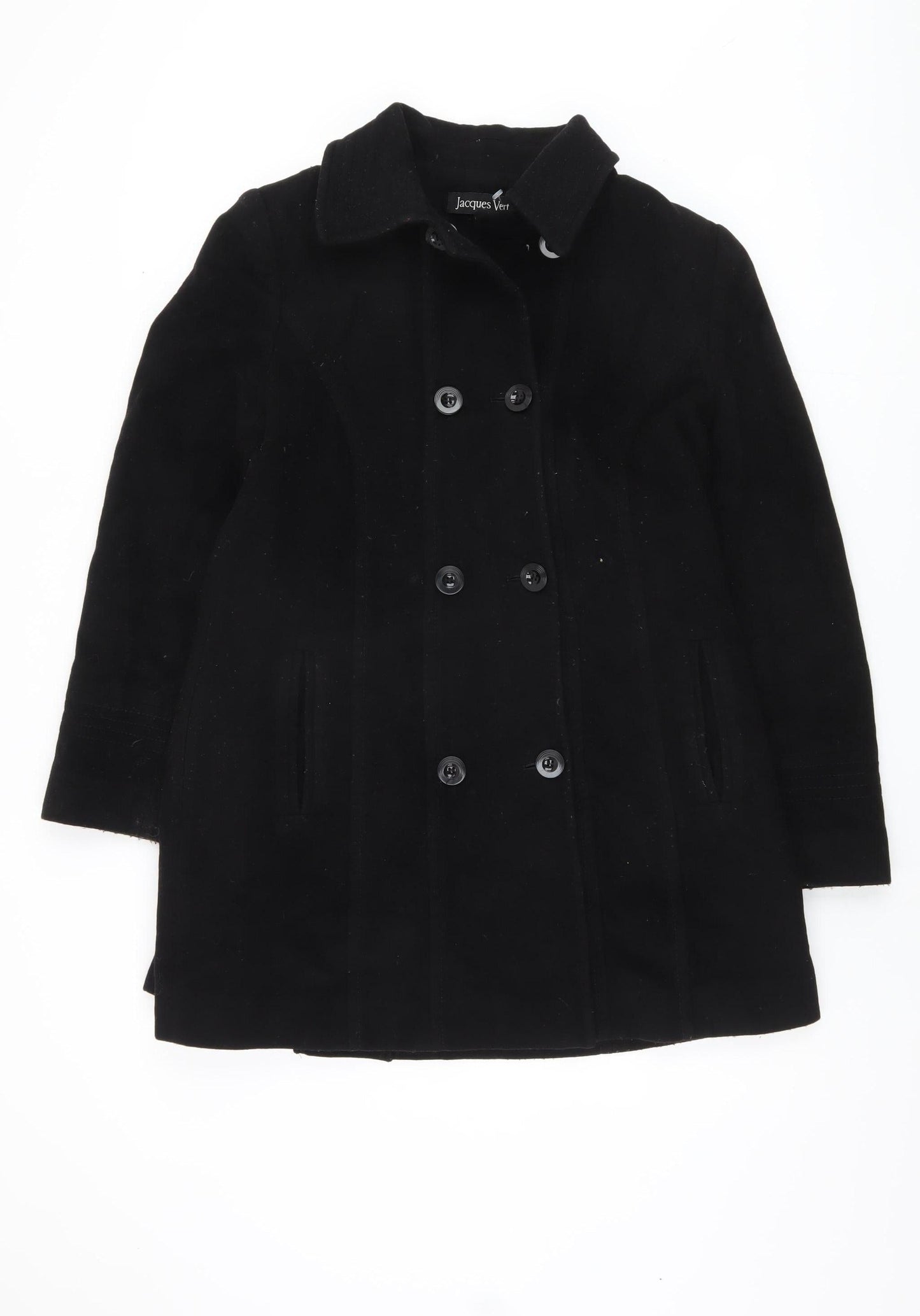 Jacques Vert Women's Black Pea Coat Size 12 Wool Blend