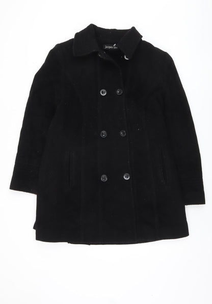 Jacques Vert Women's Black Pea Coat Size 12 Wool Blend