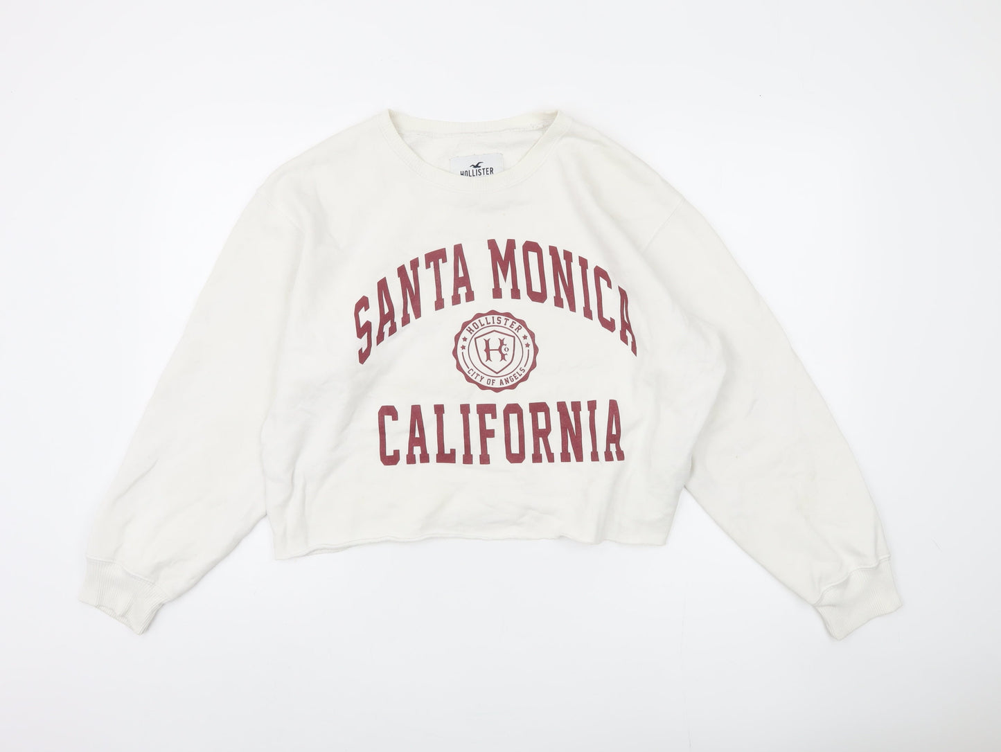 Hollister Women's White Pullover Sweatshirt L