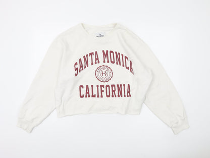 Hollister Women's White Pullover Sweatshirt L