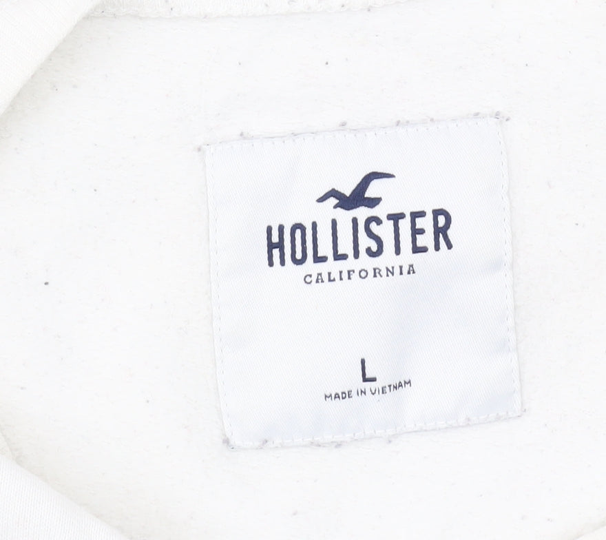 Hollister Women's White Pullover Sweatshirt L