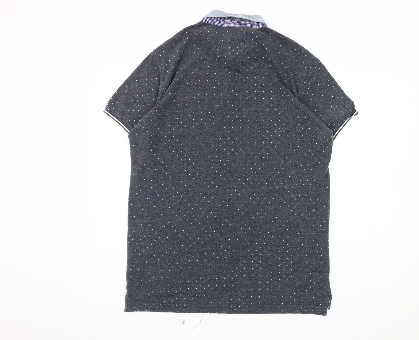 Brave Soul Men's Grey Polka Dot Polo L