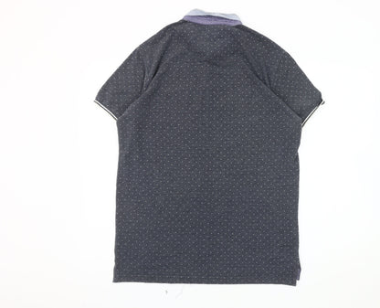 Brave Soul Men's Grey Polka Dot Polo L