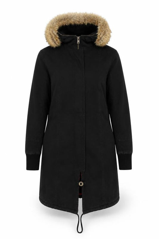 WAX Women's Black Size 10 Hooded Parka Coat