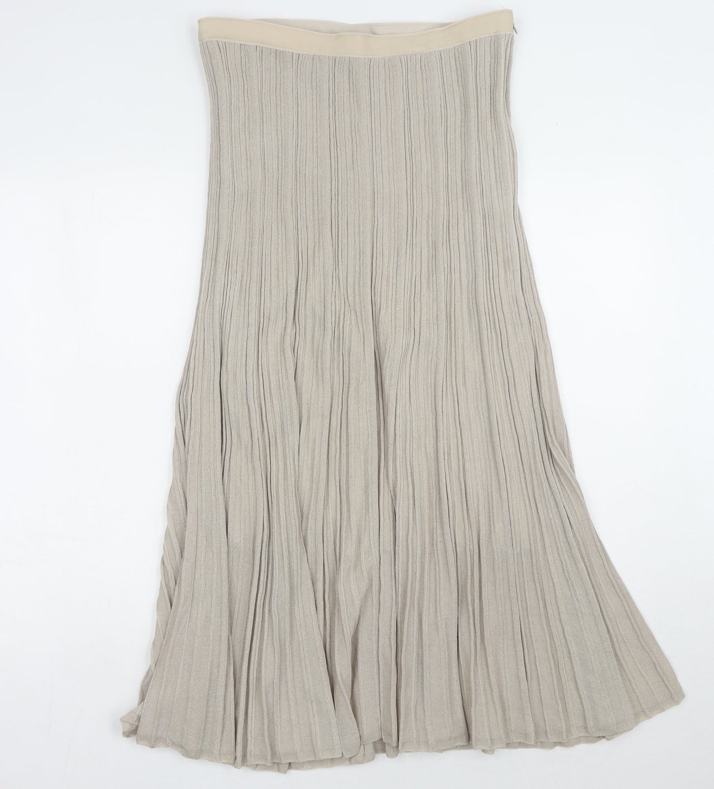 COS Women's Beige Pleated Midi Skirt, Size M, Elegant Design
