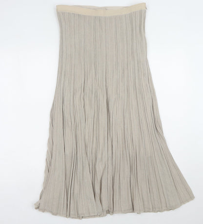 COS Women's Beige Pleated Midi Skirt, Size M, Elegant Design