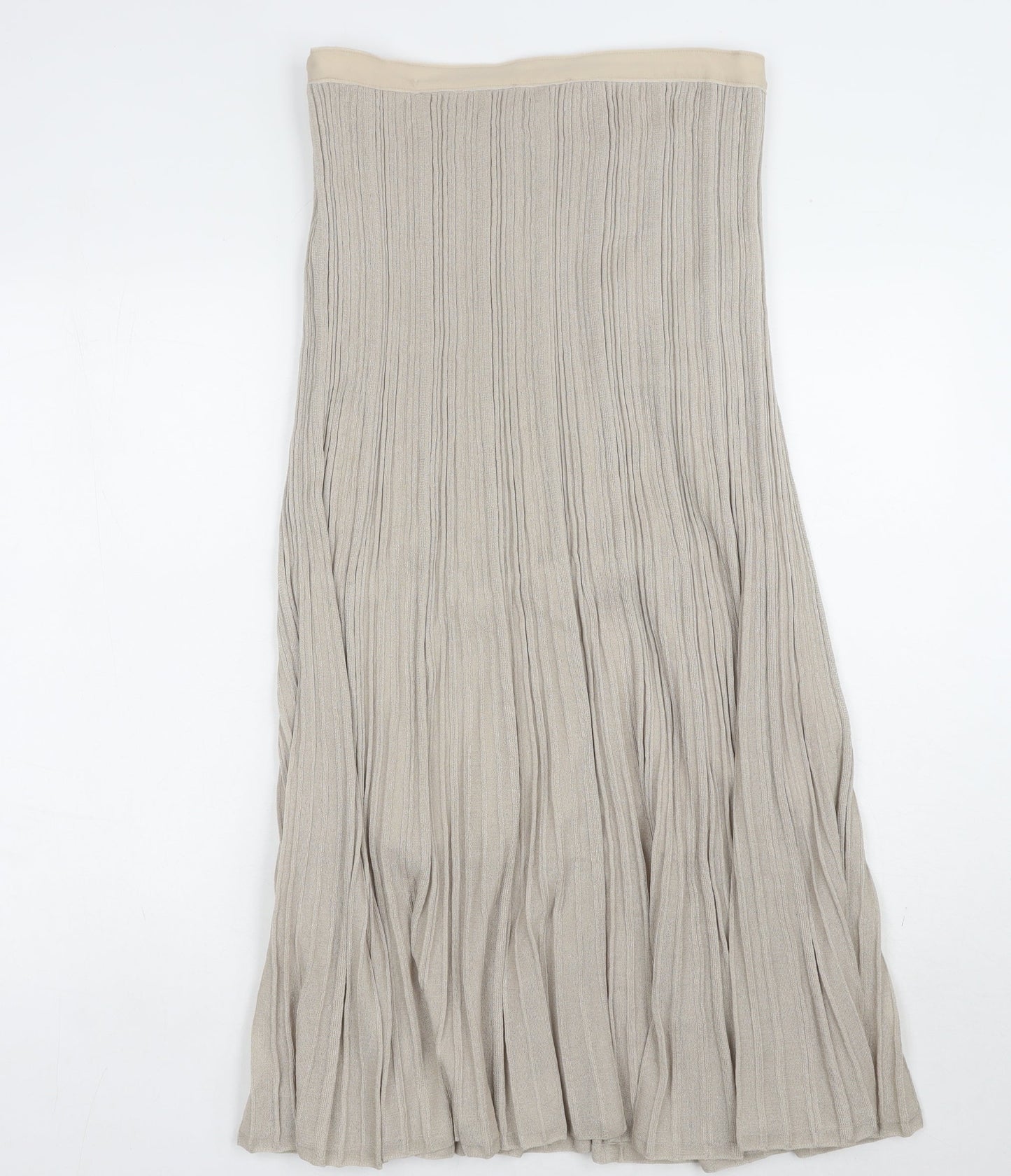 COS Women's Beige Pleated Midi Skirt, Size M, Elegant Design