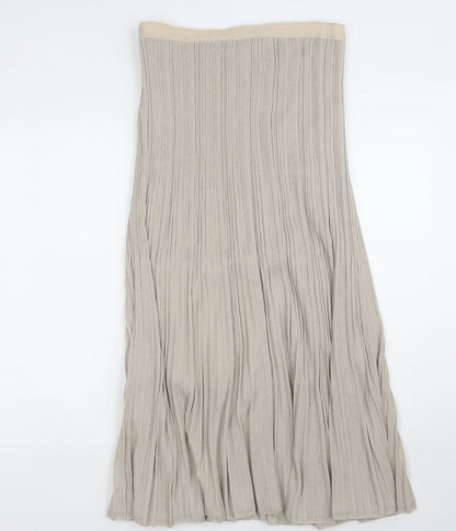 COS Women's Beige Pleated Midi Skirt, Size M, Elegant Design