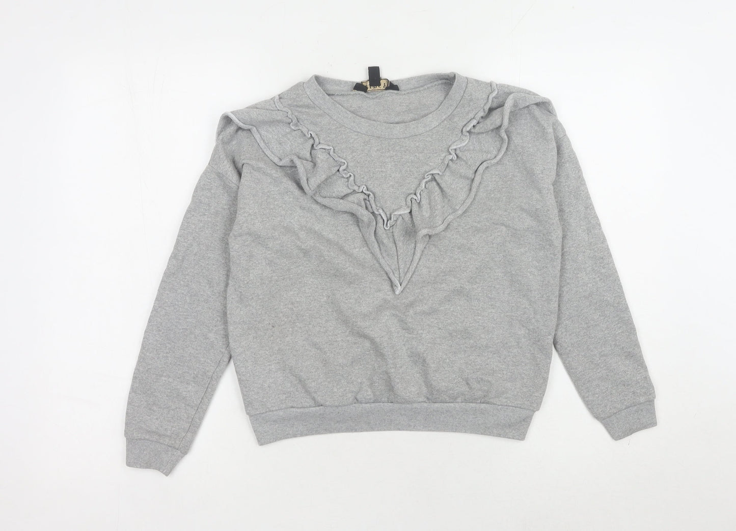 Lipsy London Grey Ruffle Sweatshirt Women UK 10