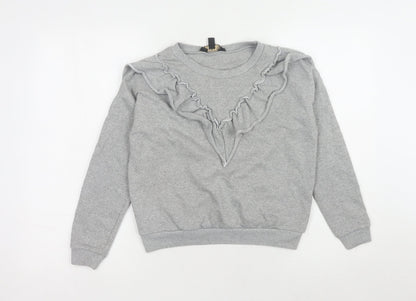Lipsy London Grey Ruffle Sweatshirt Women UK 10