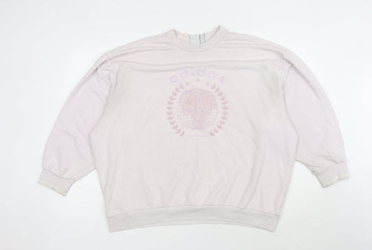 Adidas Women's White Pullover Logo Sweatshirt Size 10